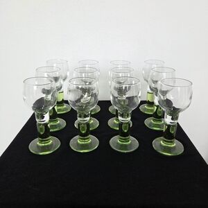 Elegant Green Stem Shot Glass Set